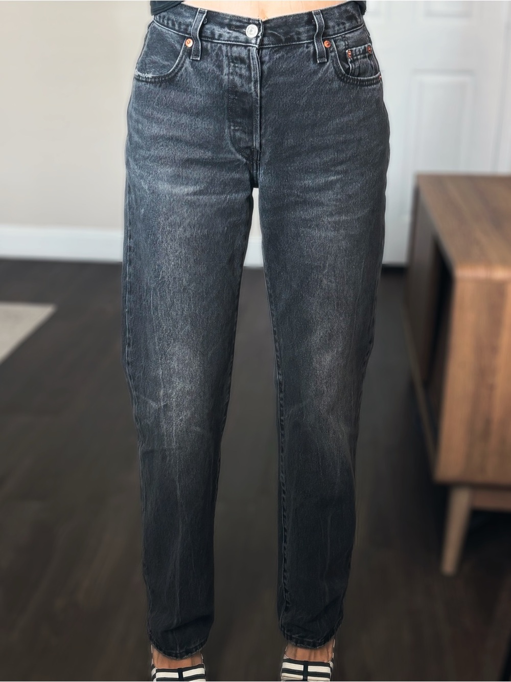 Signature by Levi Strauss Women's Straight Leg Jeans in Washed Black W25